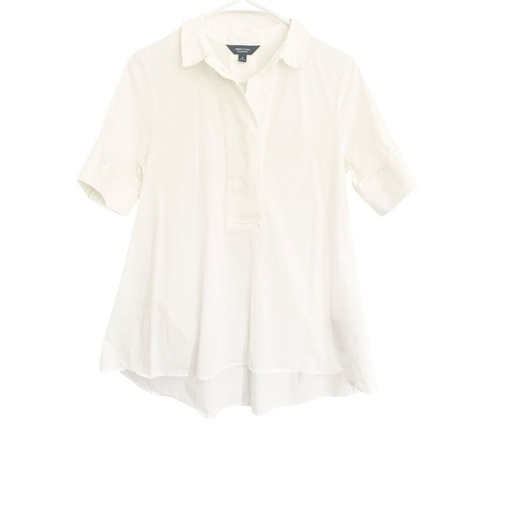 Simply Vera Wang White Short Sleeve Blouse Sz M